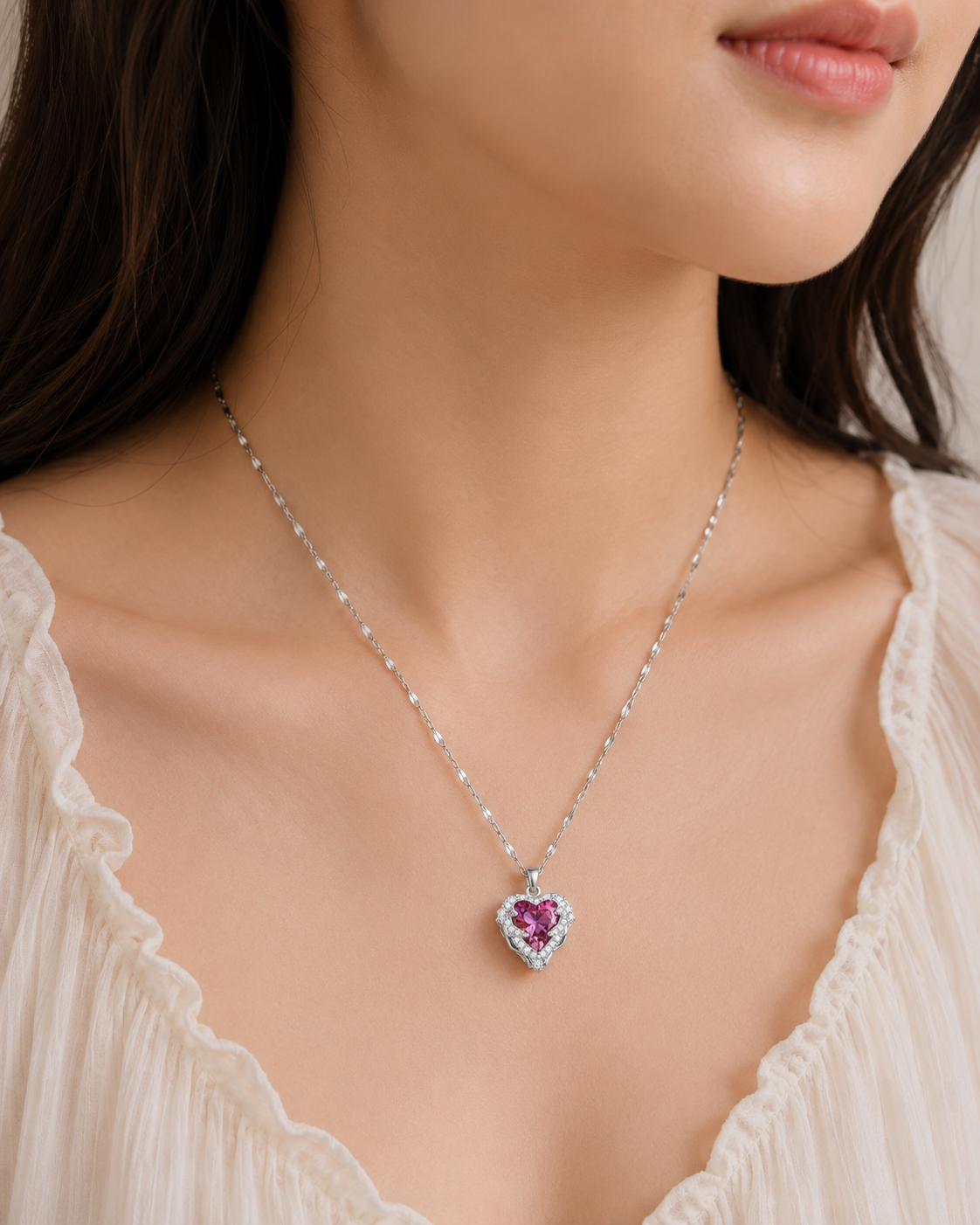 Pink Heart Charm Necklace