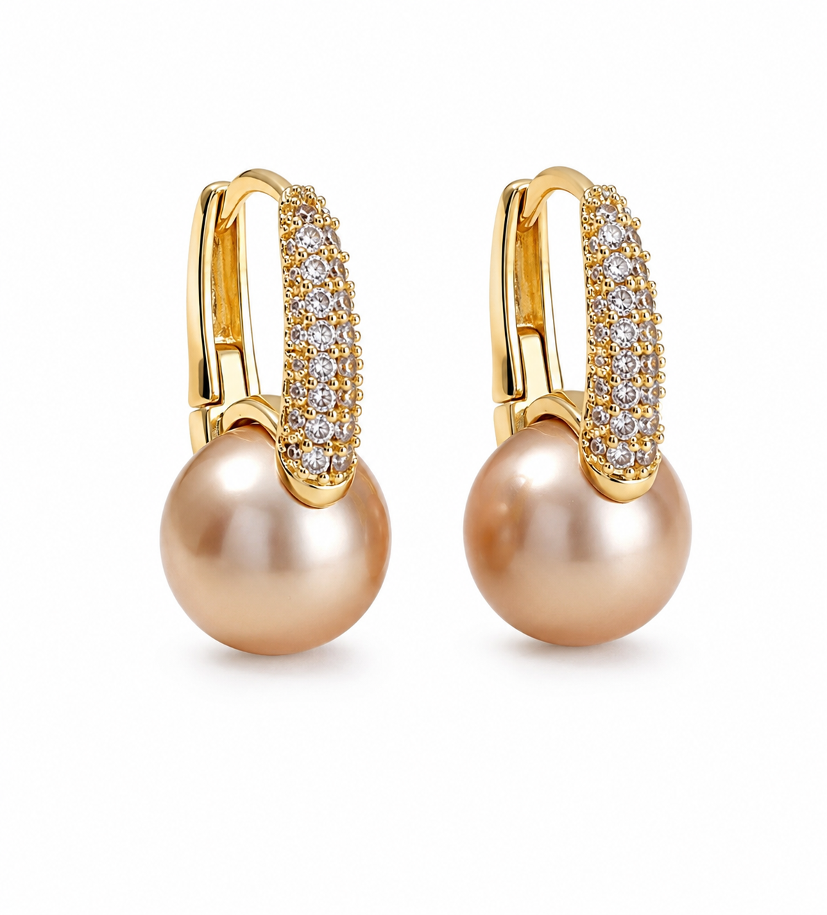 Crystal Pearl Hoop Earrings – Gold