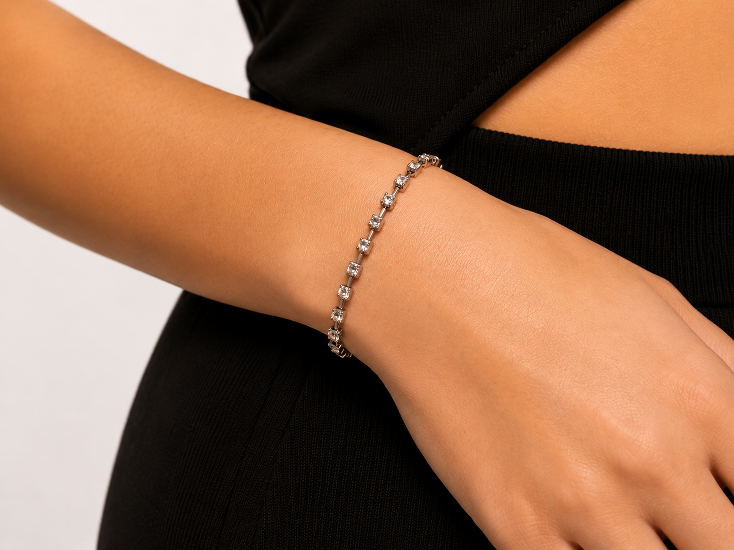 Celeste Crystal Tennis Bracelet – Silver