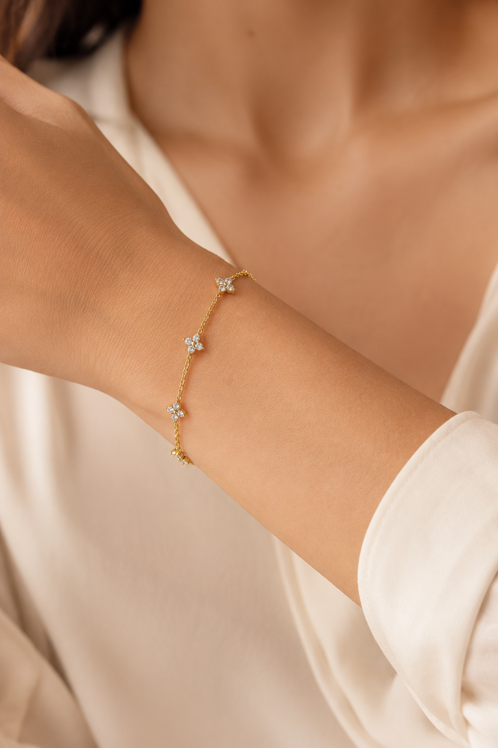 Golden Blossom Crystal Bracelet
