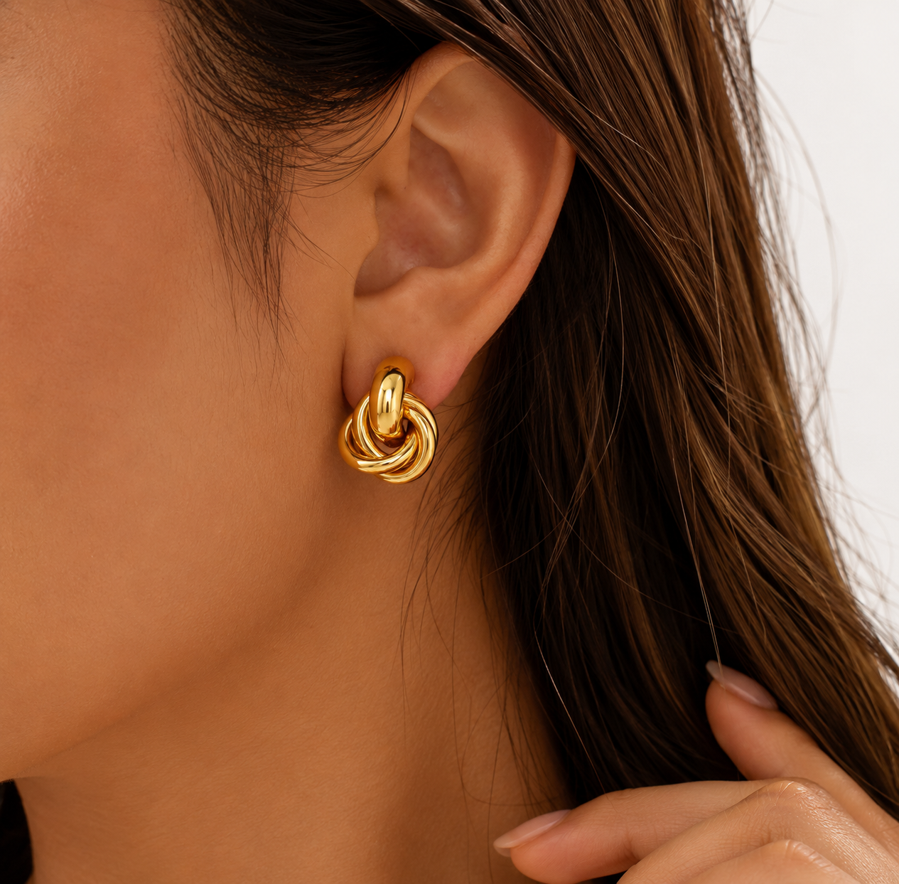 Golden Knot Statement Earrings