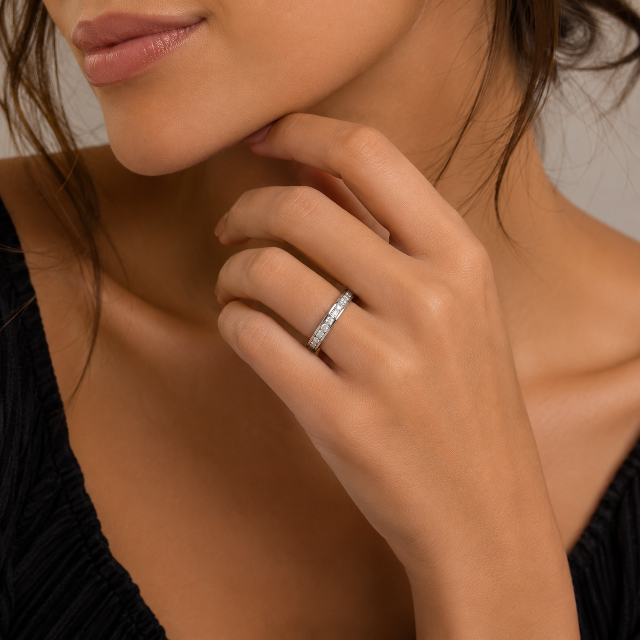 Eternity Crystal Stainless Steel Ring – Silver