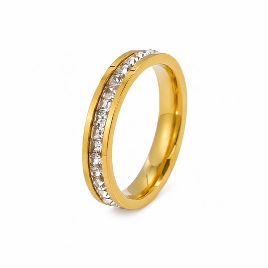 Eternity Crystal Stainless Steel Ring – Gold