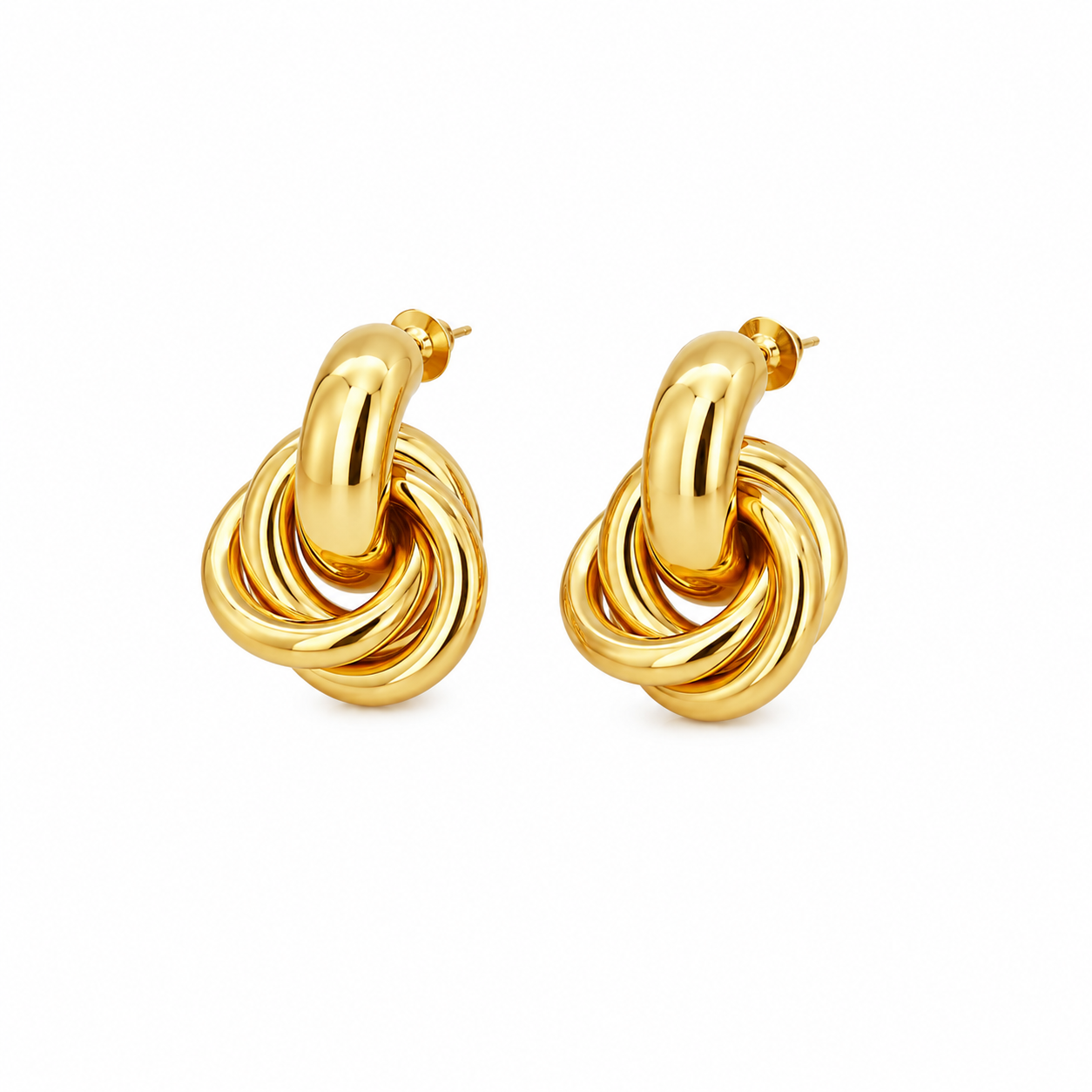 Golden Knot Statement Earrings