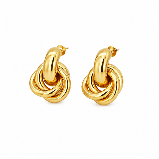 Golden Knot Statement Earrings