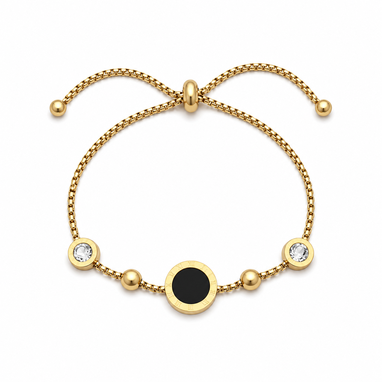 Roman Crystal Adjustable Bracelet – Gold