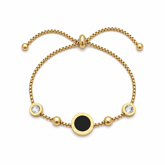 Roman Crystal Adjustable Bracelet – Gold